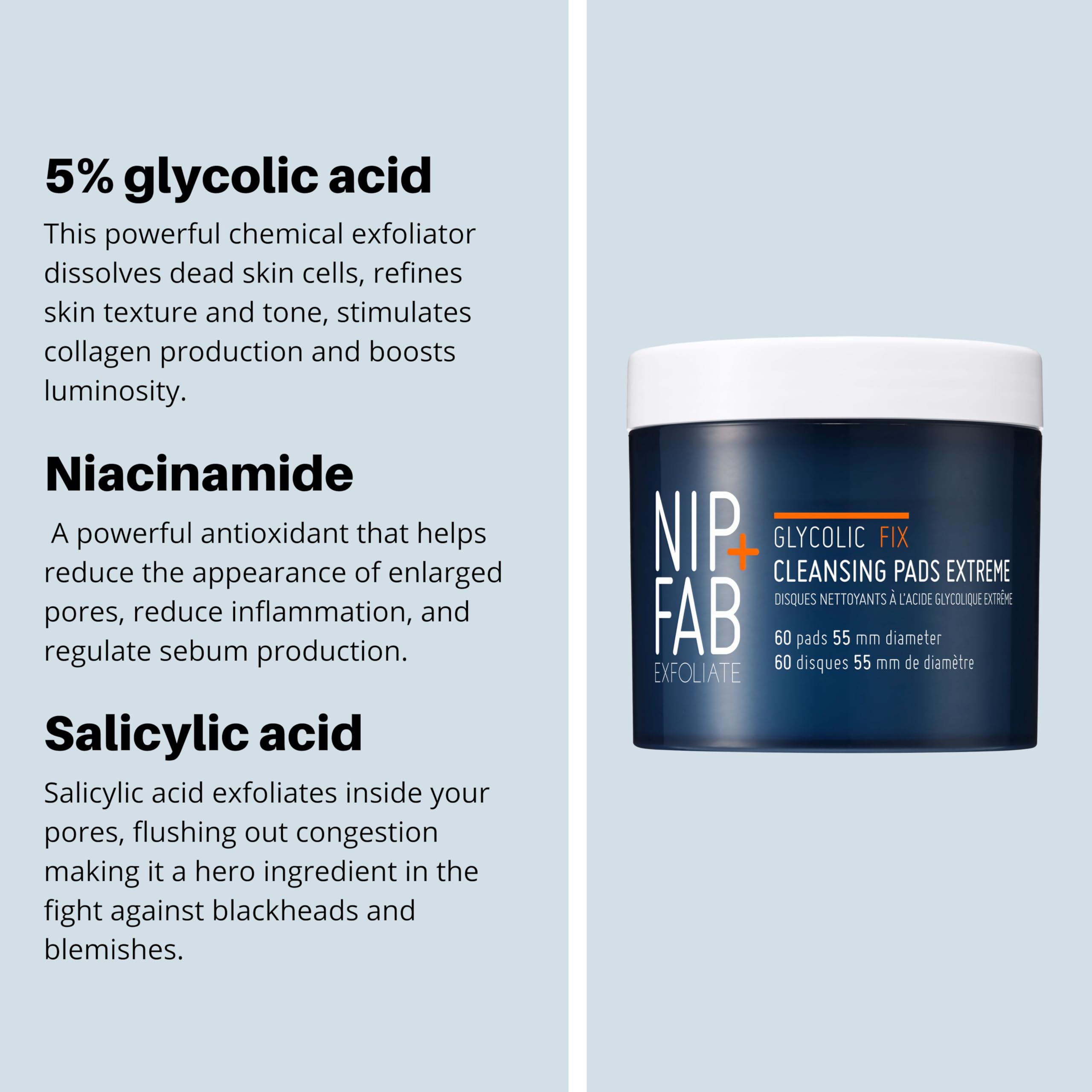 Sleek Nip + Fab Glycolic Fix Night Pads packaging fits into your nighttime routine.