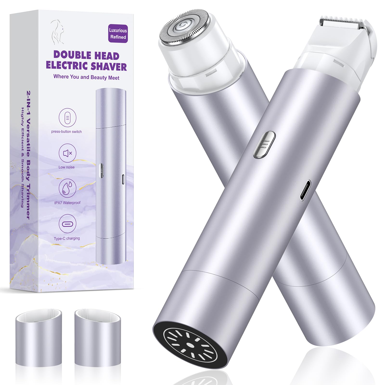 NIPOO bikini-trimmer dual-head cutters for quick, precise shaping.