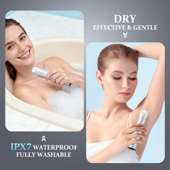 NIPOO Bikini Trimmer double-ring head view emphasizes smooth finish after shaving.