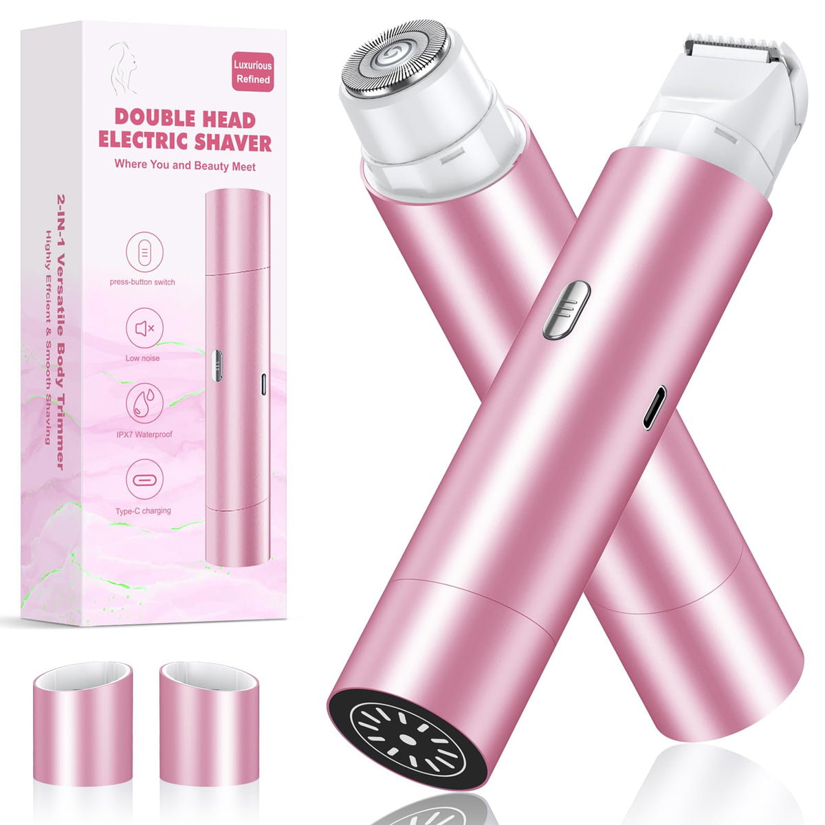 NIPOO bikini-trimmer front view shows dual-head design for precise shaping.