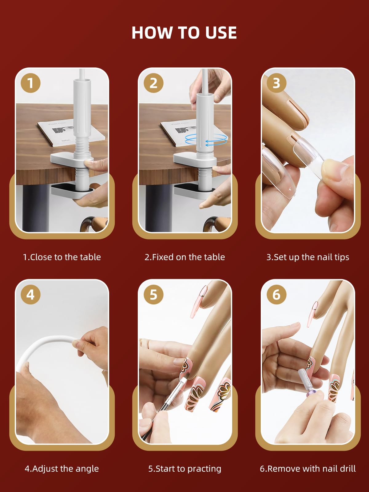 NIQZOPA practice hand accessory pack adds tools and decorations for creative nail art practice.
