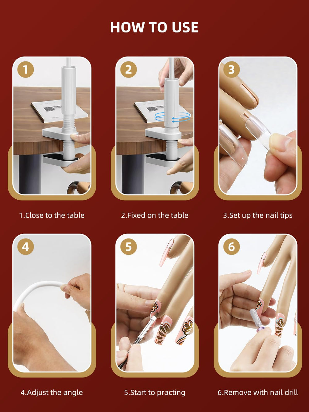 NIQZOPA practice hand accessory pack adds tools and decorations for creative nail art practice.