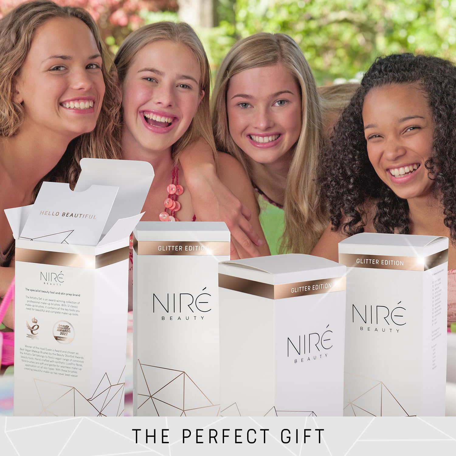 Nire Beauty cleaner included—easy upkeep for long-lasting brush performance.
