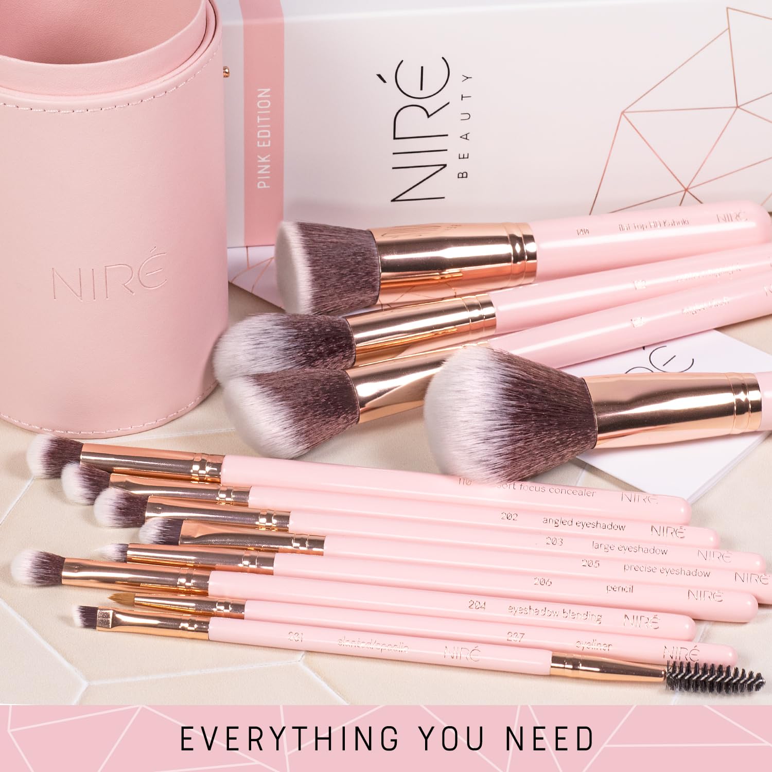 Niré Beauty pink packaging conveys premium gifting and organization appeal.