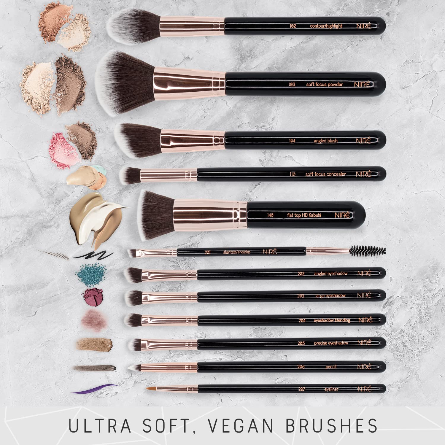 Niré Beauty vegan brush bristles deliver soft, cruelty-free makeup application