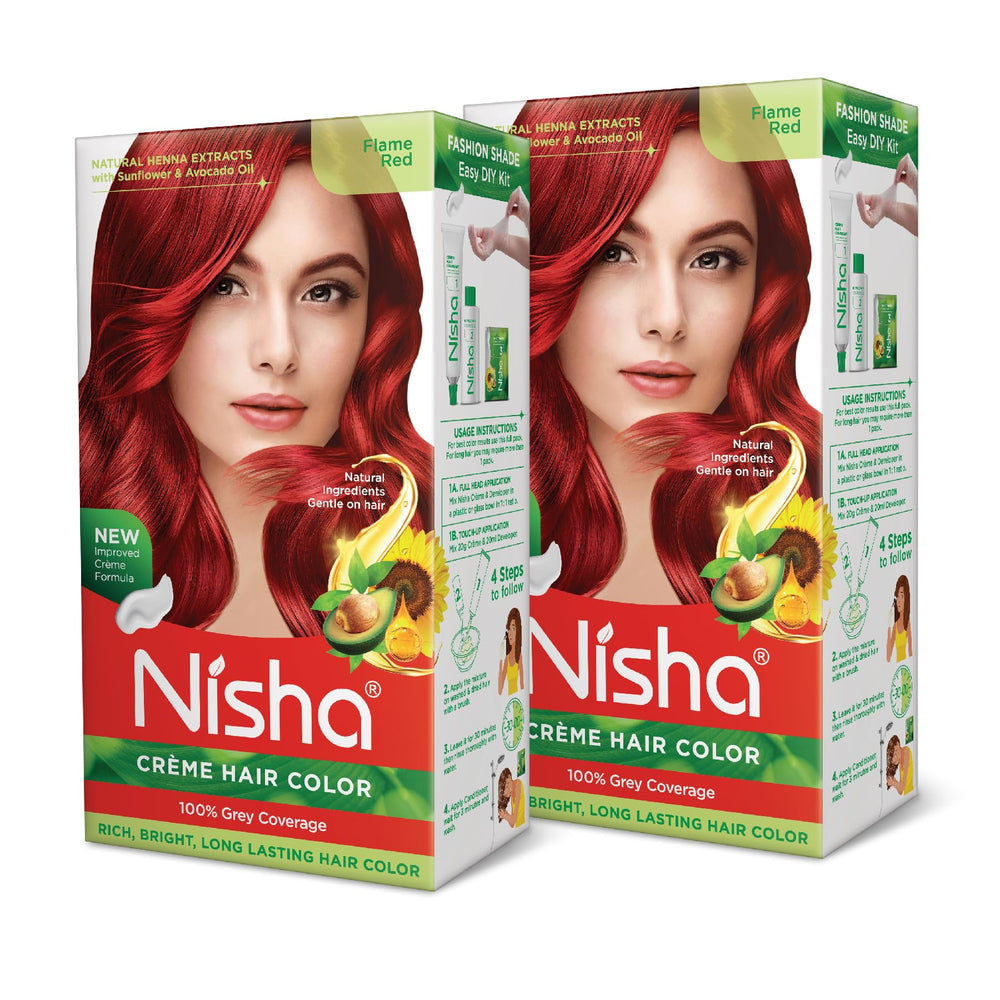Nisha Flame Red cream color pack-2 box for at-home vibrant color results