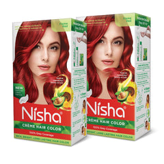 Nisha Flame Red cream color pack-2 box for at-home vibrant color results