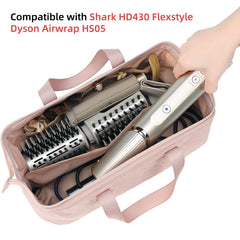 NISHEL hair tools travel bag inside organization keeps wands and dryers separated.