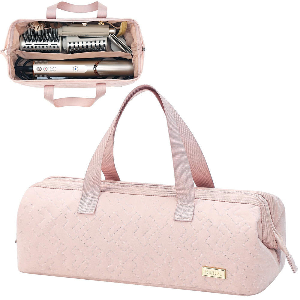 NISHEL hair tools travel bag open for quick, organized access.