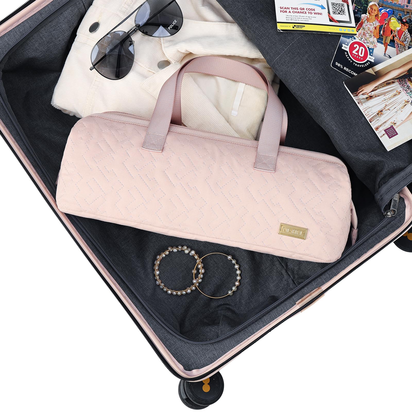 NISHEL hair tools travel bag small pocket stores accessories neatly.