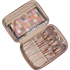 NISHEL rosewood pink bag brush slips eight pockets keeps brushes organized