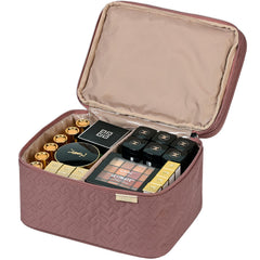 NISHEL rosewood pink bag clear pocket for eyeshadow palettes quick access