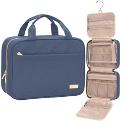NISHEL travel toiletry bag in Aegean Blue, compact for carry-on packing