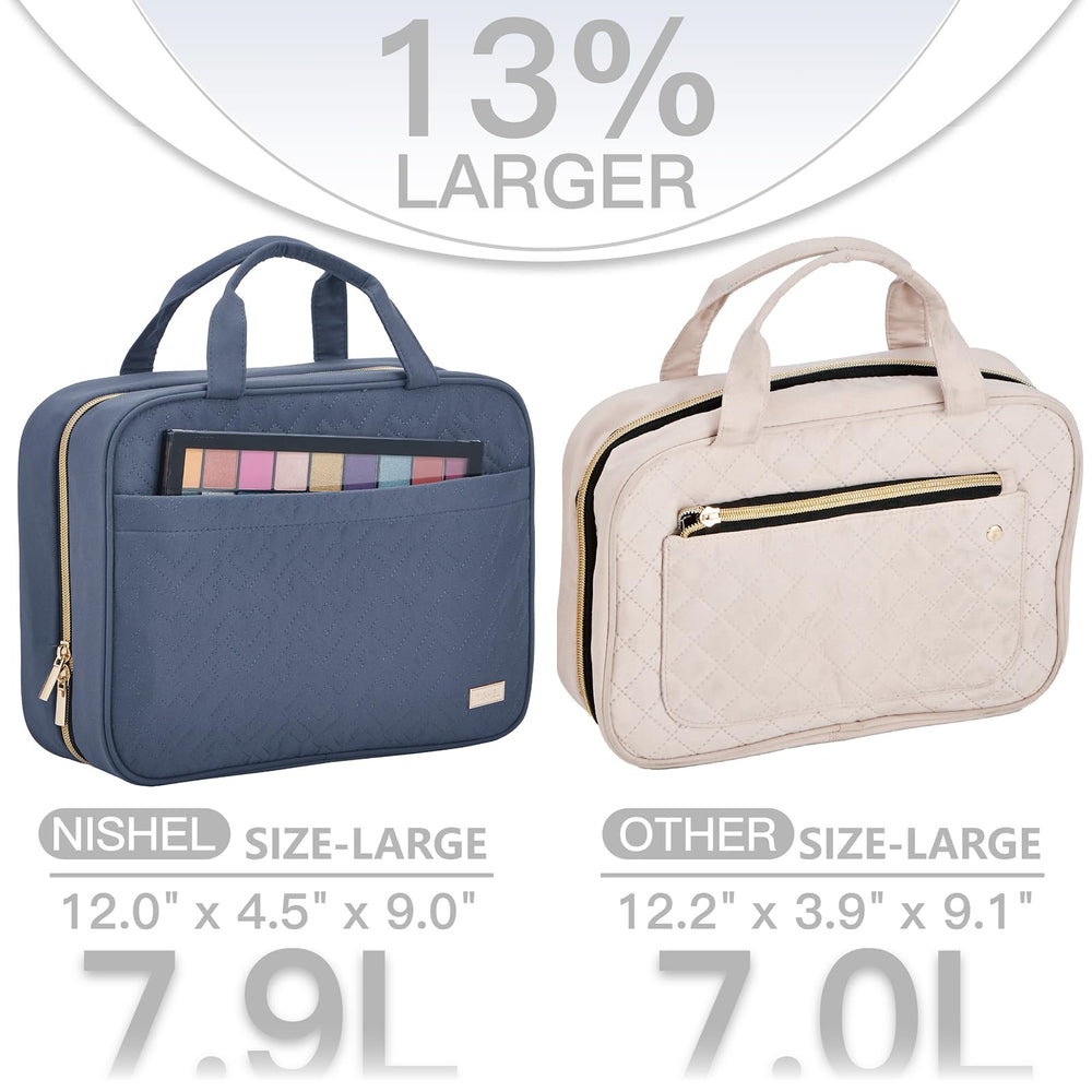NISHEL toiletry bag compact fold demonstrates space-saving design