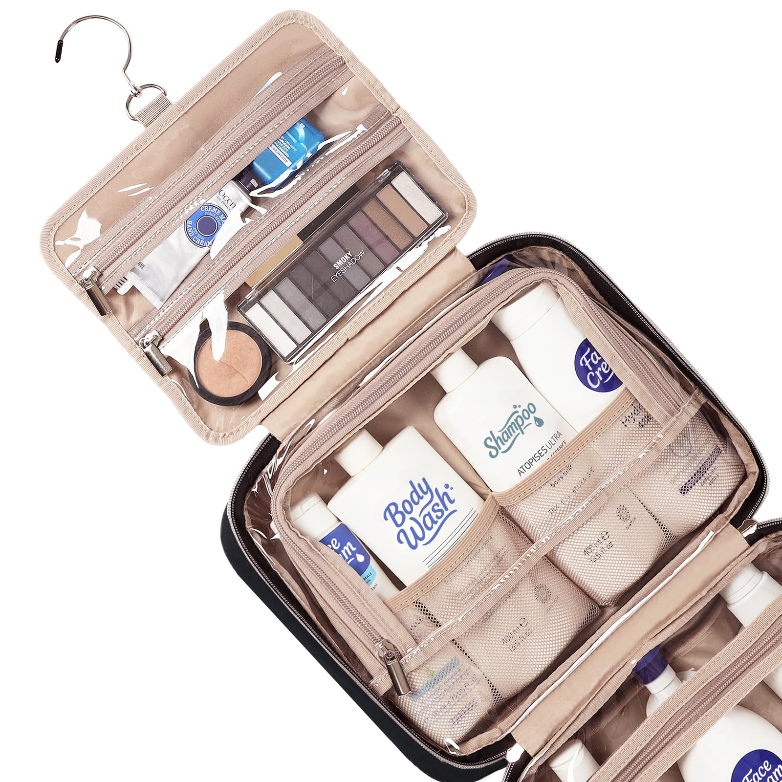 NISHEL travel toiletry bag elastic pockets maximize organization for cosmetics and toiletries