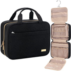 NISHEL travel toiletry bag hanging setup enables convenient hotel-room access.