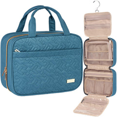NISHEL travel toiletry bag lake blue front view enables easy packing on trips.
