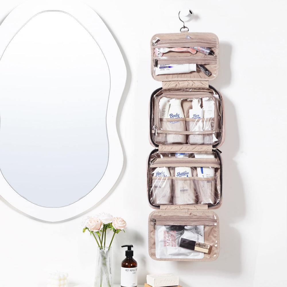 NISHEL pink hanging view highlights hook for easy access in hotel bathrooms