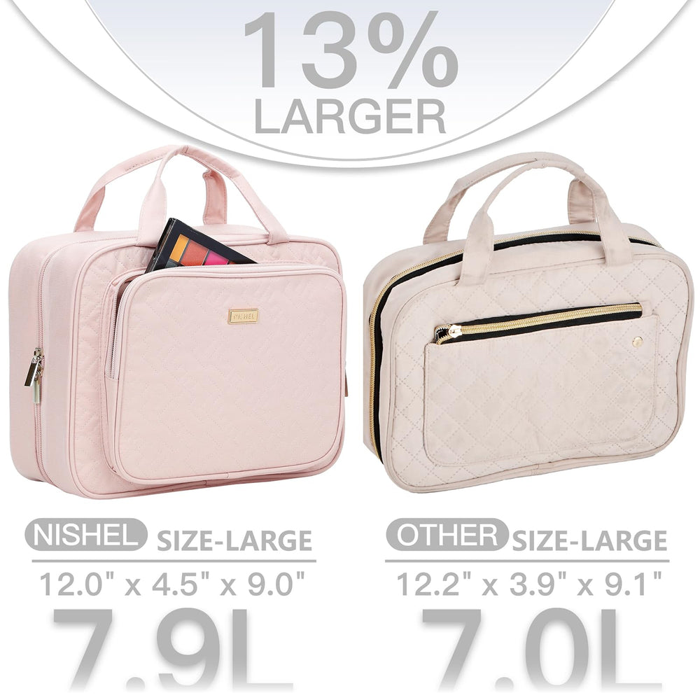 NISHEL travel toiletry bag hanging hook easy access while getting ready in hotel bathrooms