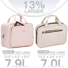 NISHEL travel toiletry bag hanging hook easy access while getting ready in hotel bathrooms
