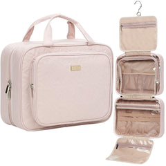 NISHEL travel toiletry bag opened view showing organized space for full-size bottles on the go