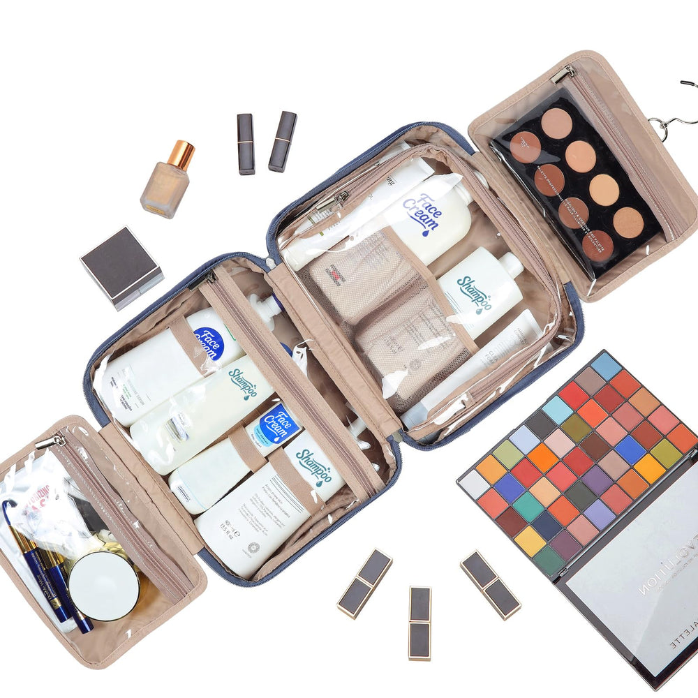 NISHEL large size accommodates full-sized shampoo and skincare items.