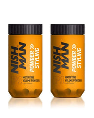 Nishman Hair Styling Powder bottle close-up showing texture and grip potential