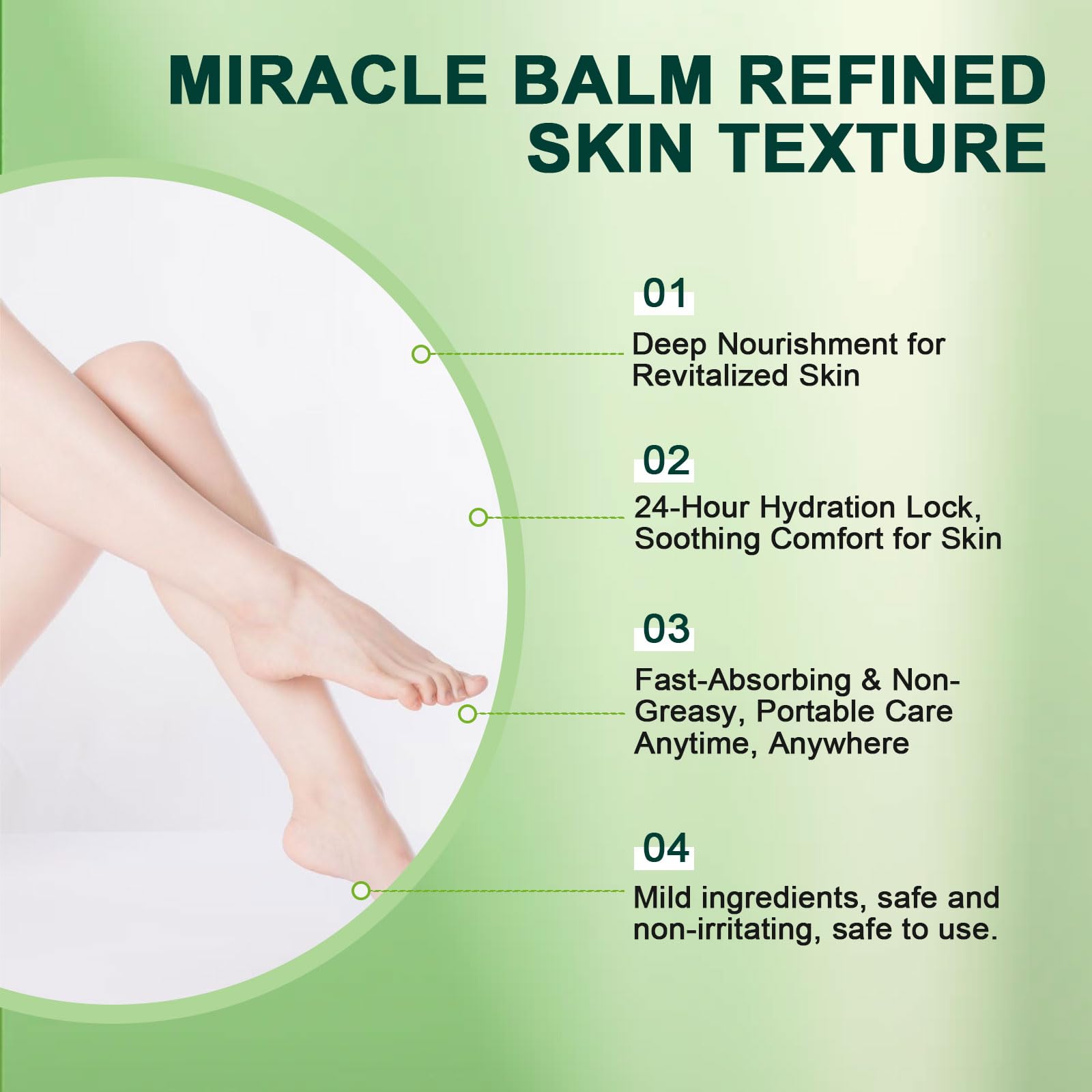 Nitidissima Miracle Balm texture swatch showing fast absorption on skin.