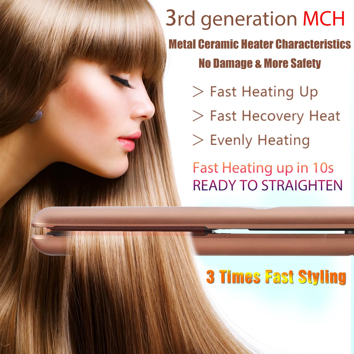 NITION fast-heating 10s technology heats up quickly for efficient styling.