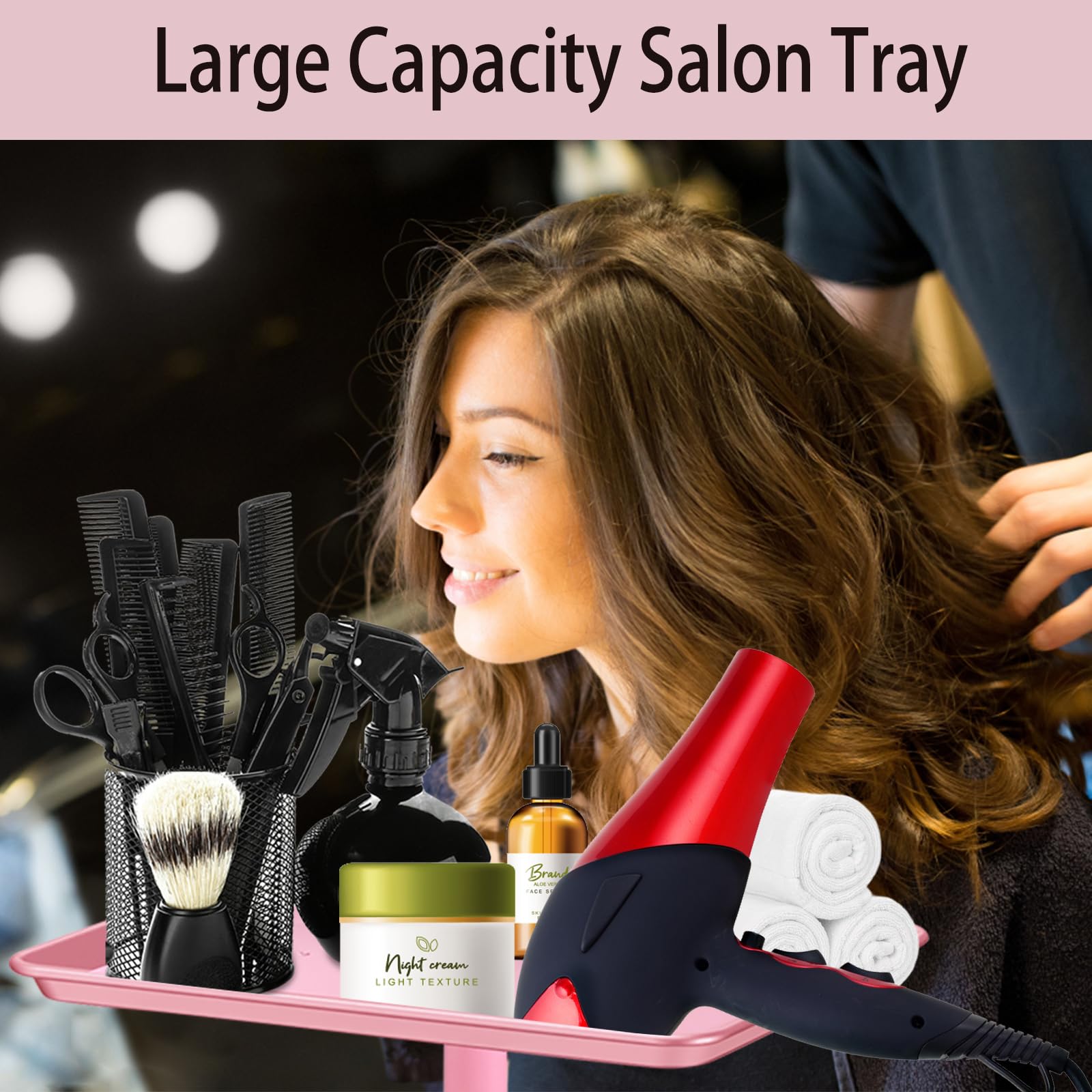 Niuadage height-adjustable-tray 28-44in fits multiple stylist stations and heights.