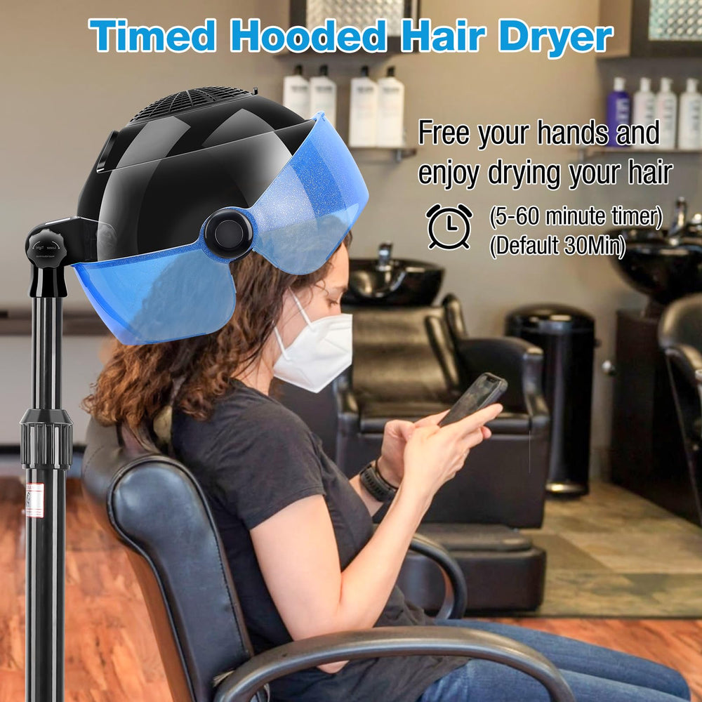 Niuadage hooded hair dryer 90-degree neck angle for convenient viewing.