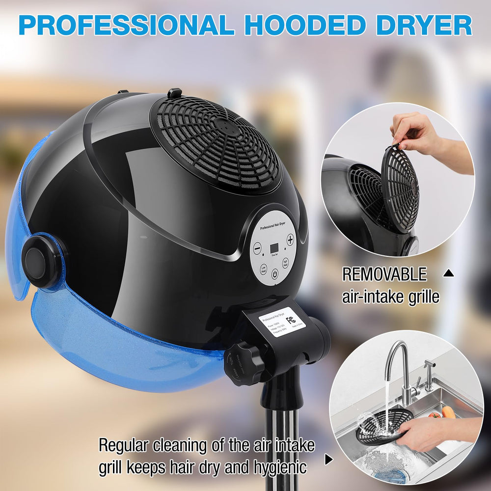 Niuadage hooded hair dryer three-temperature modes for versatile hair types.