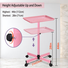 Niuadage salon tray on wheels side view shows smooth rolling for quick setup.