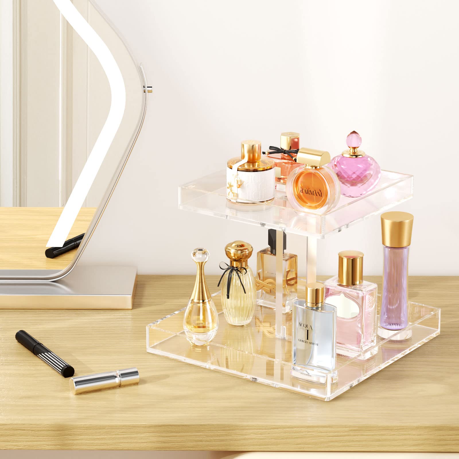 NIUBEE 2-Tier organizer holds bottles and lotions for neat vanity