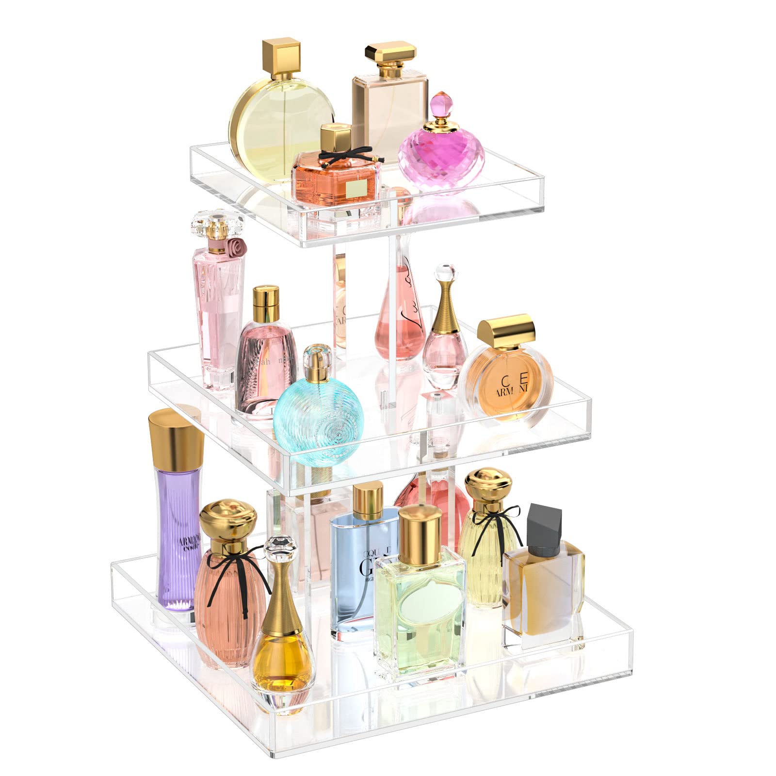 NIUBEE 3-tier top tray displays fragrances for quick access