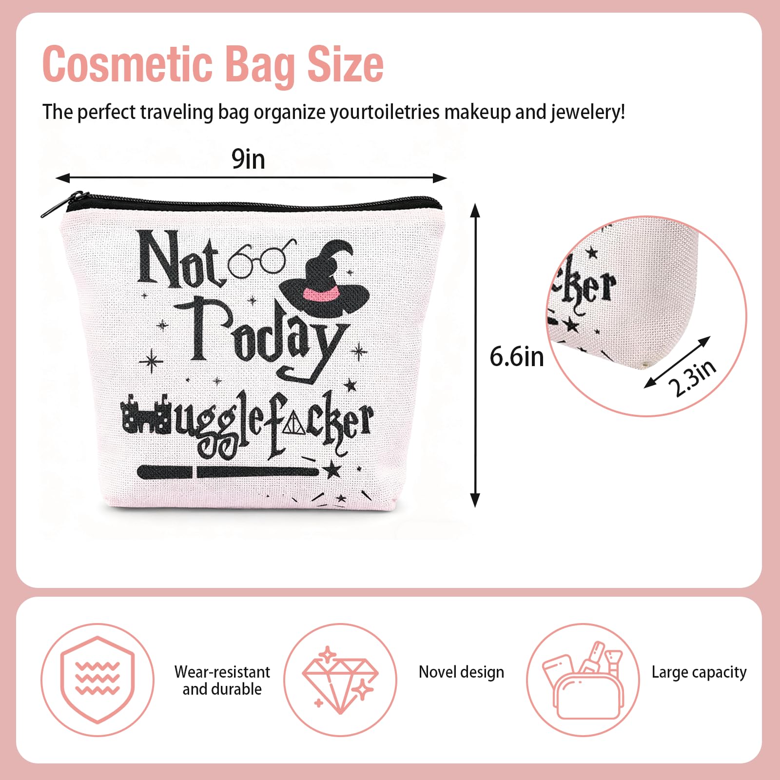 Niudewo bolsa maquillaje diseños dobles, detalle trasero, estilo único y práctico.