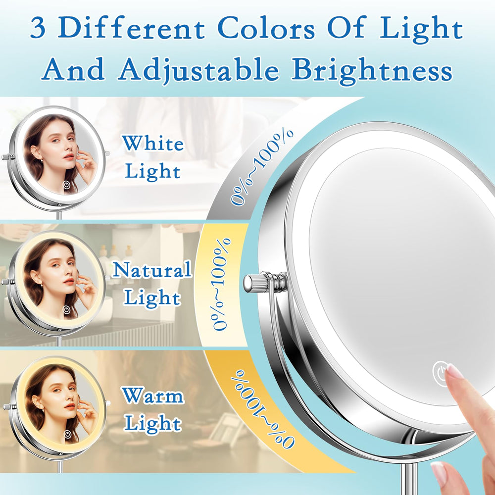 Niuphia vanity mirror led lights in three colors for true-tone makeup application