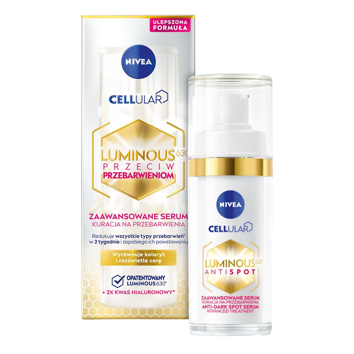 NIVEA Cellular Luminous630 serum bottle pour for easy daily application