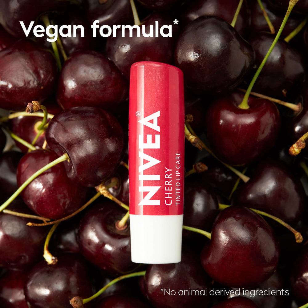NIVEA Cherry Lip Care cherry-scented balm applying smoothly.