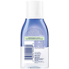 NIVEA Double Effect Eye Make-Up Remover bottle back with usage notes.