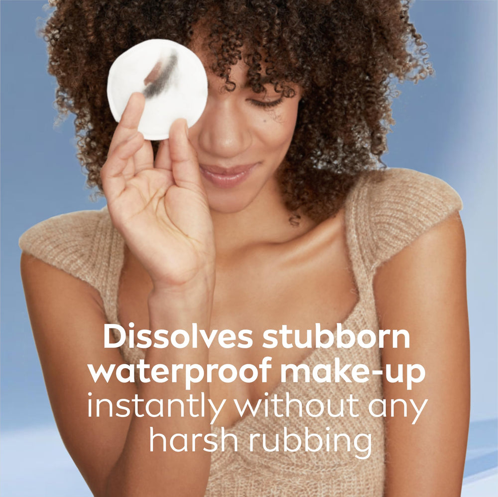 NIVEA Double Effect Eye Make-Up Remover cotton pad demo for makeup lift.