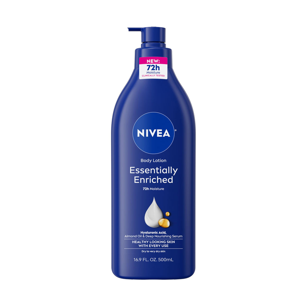 NIVEA front pump bottle shown on white background for easy dispensing benefit