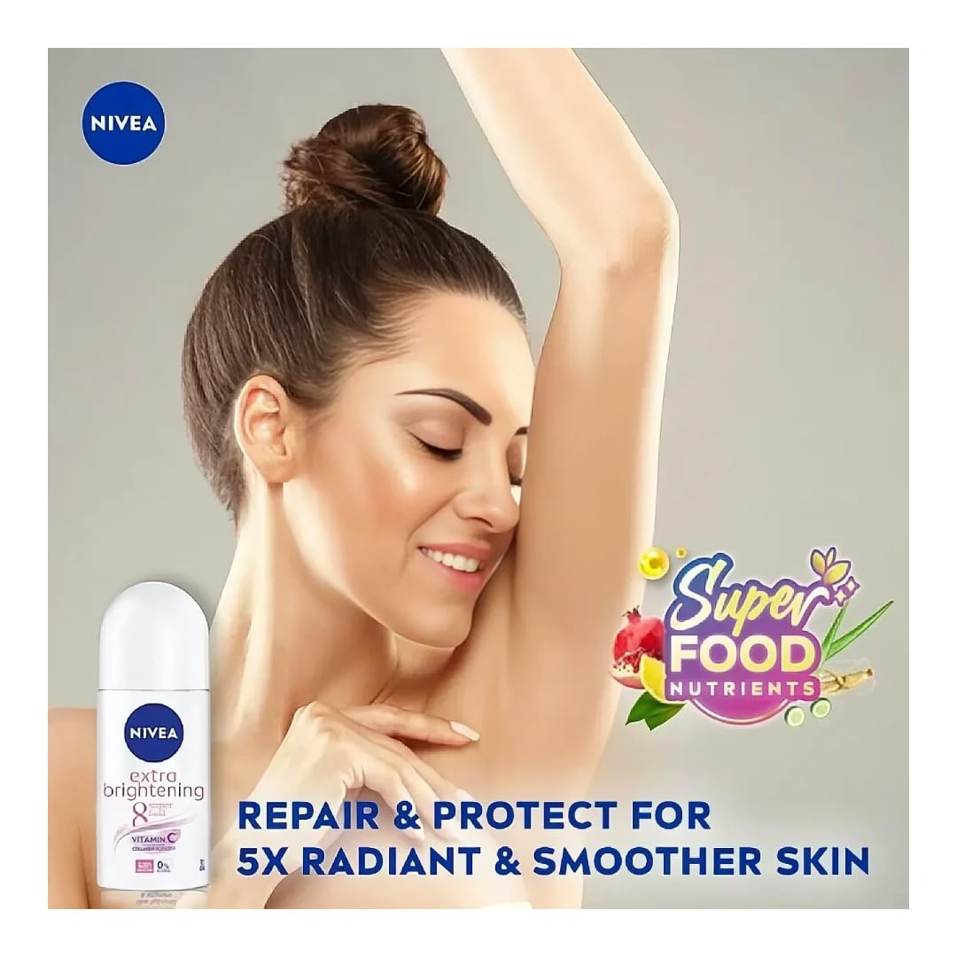NIVEA Extra Brightening roll-on application swipe showing smooth glide