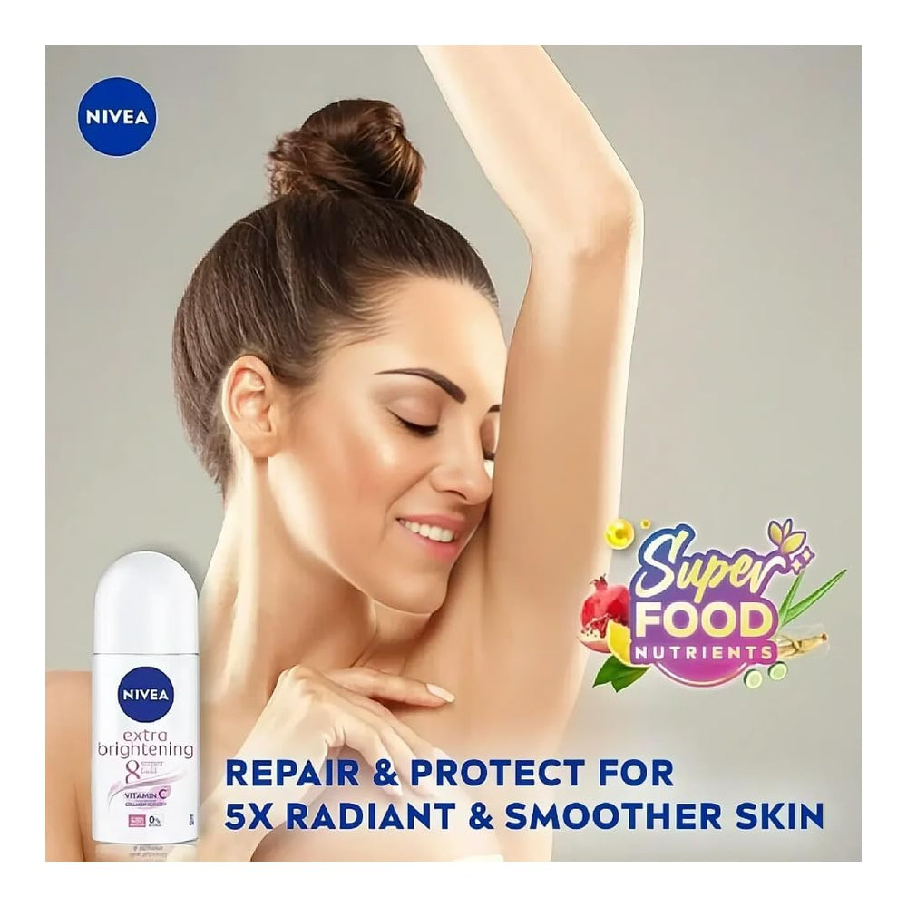 NIVEA Extra Brightening roll-on application swipe showing smooth glide