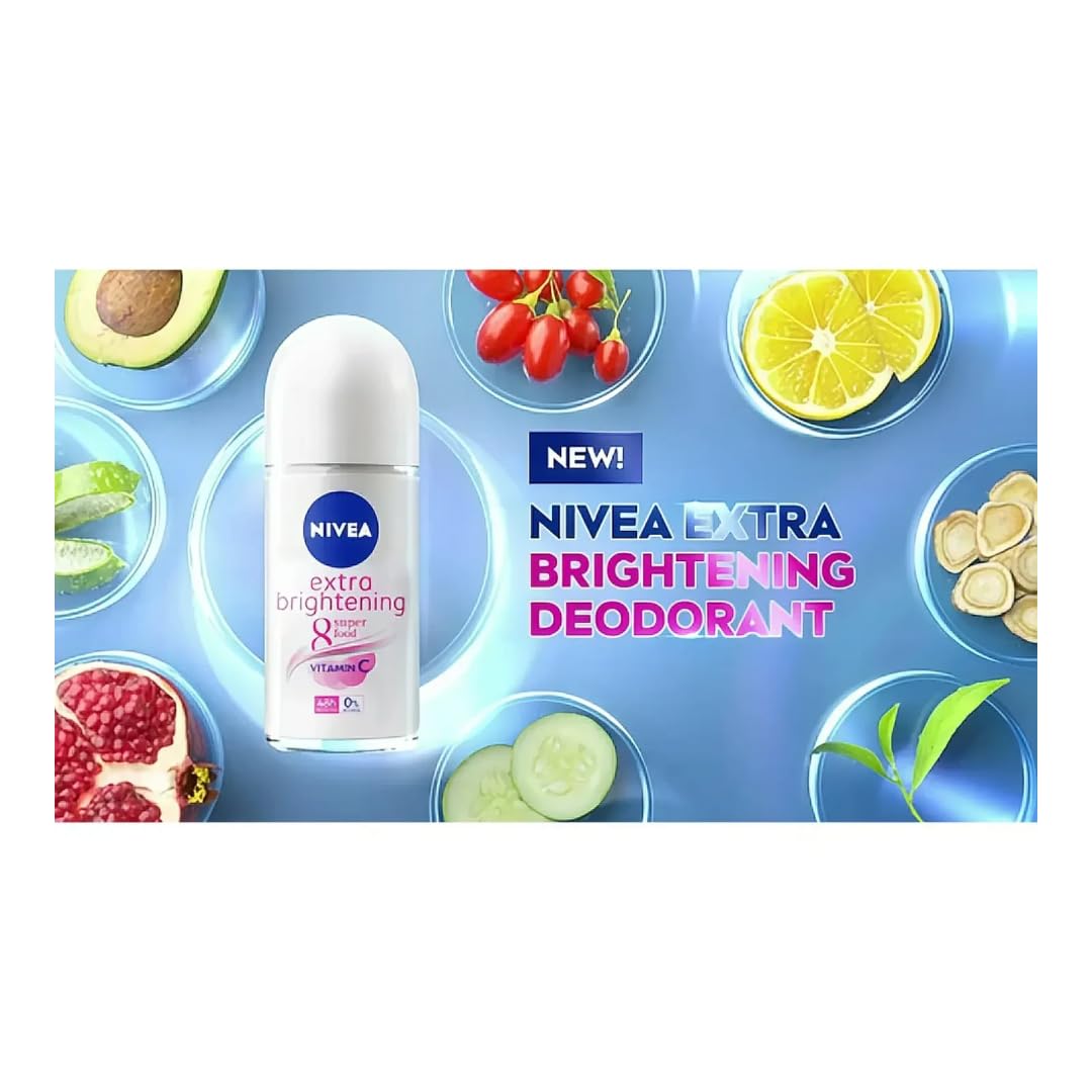 NIVEA Extra Brightening roll-on travel-friendly pack ready for on the go freshness