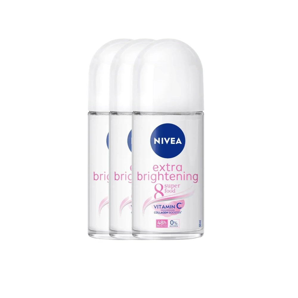 NIVEA Extra Brightening roll-on twin-pack two roll-ons for home or travel