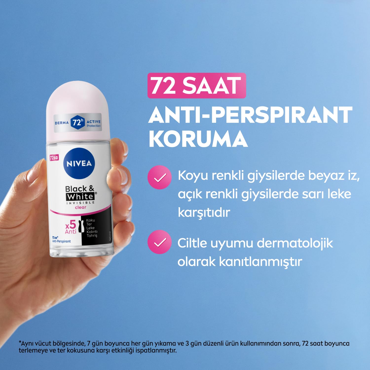 Pack of three NIVEA Invisible roll-ons highlighting value and daily protection