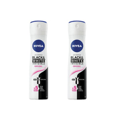 NIVEA Invisible Black & White Original spray in use, delivering 48h protection and fast drying.