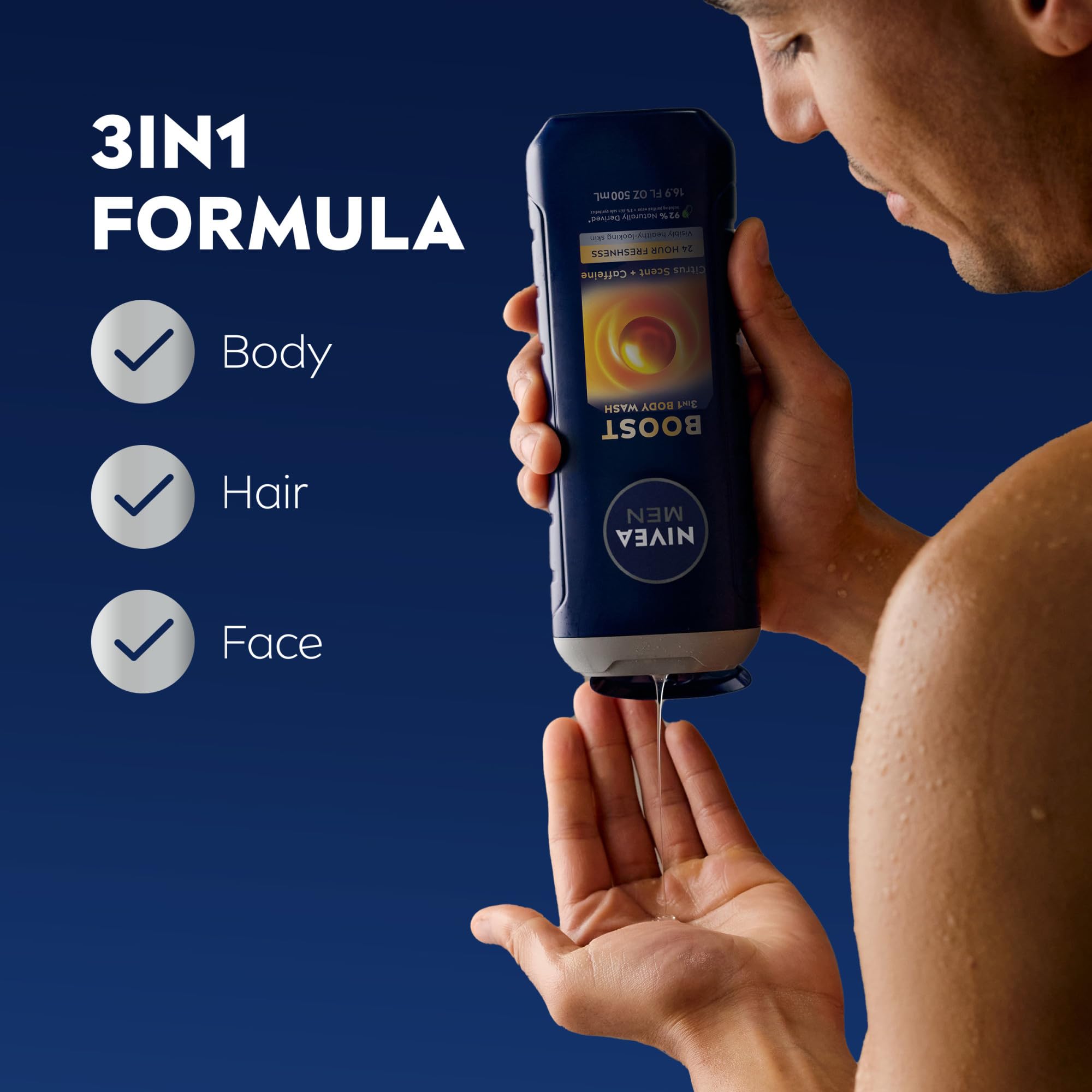 NIVEA MEN Boost foamy lather closeup for refreshing cleanse.
