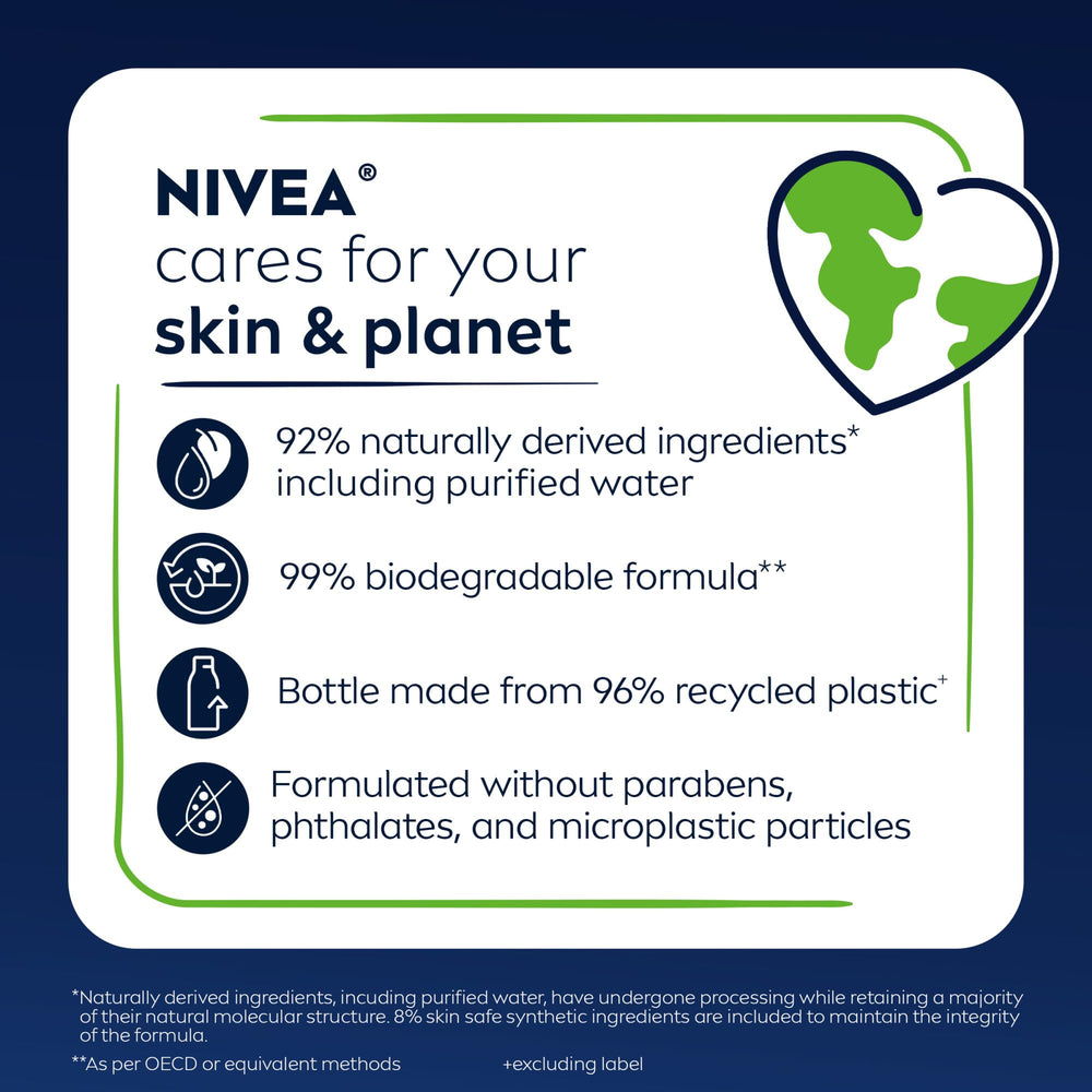 NIVEA MEN Boost recycled plastic bottle highlights sustainability.